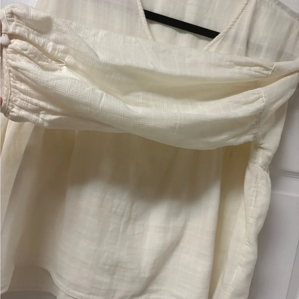 Madewell White Monterey V-Neck Peasant Blouse